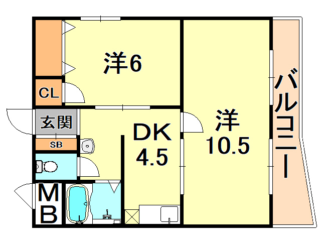 神戸市中央区中島通のマンションの間取り