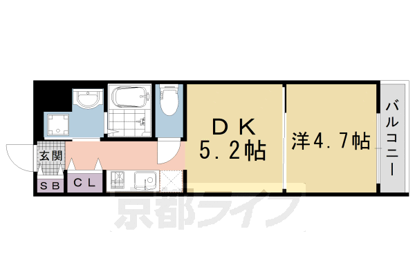 【京都市右京区西京極橋詰町のマンションの間取り】