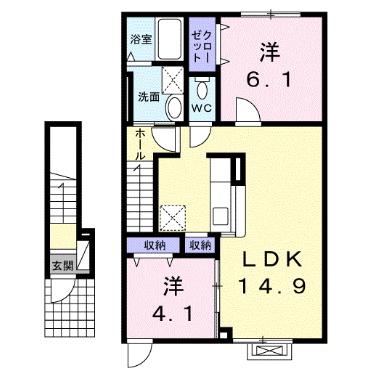 北斗市向野のアパートの間取り