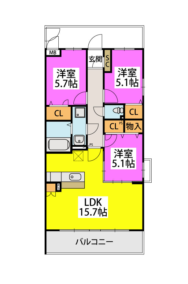 （仮称）赤間駅前計画　A棟の間取り