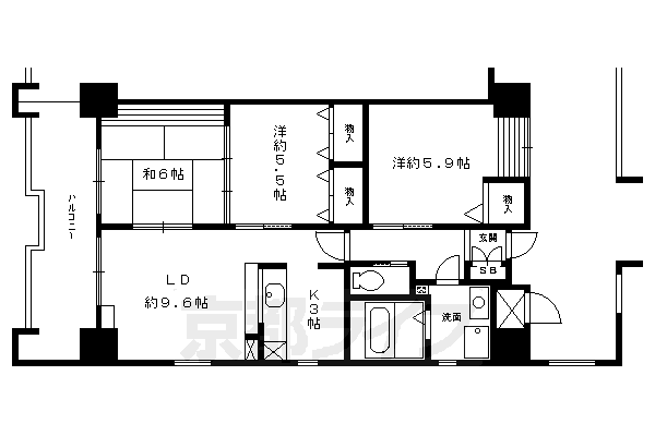 【京都市下京区本神明町のマンションの間取り】