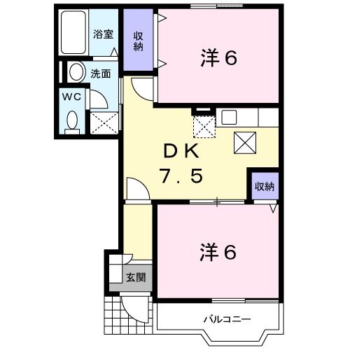 クレ－ル片島二番館　Ａの間取り