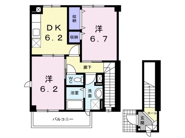 青森市勝田のアパートの間取り