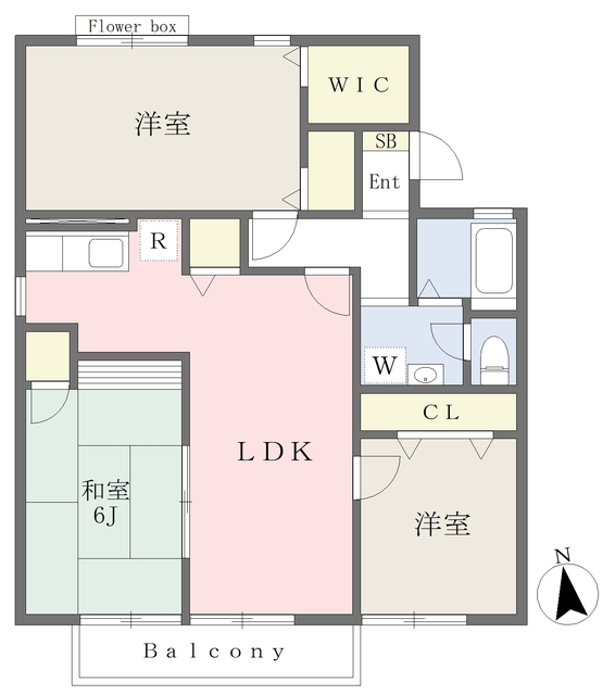 セジュール・千鳥Ｂ棟の間取り