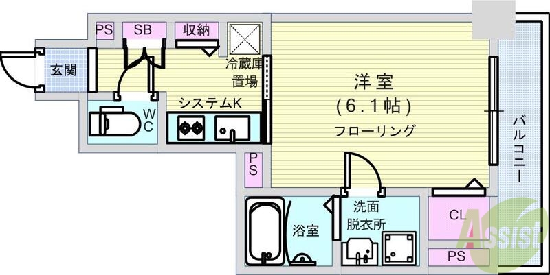 大阪市西区南堀江のマンションの間取り