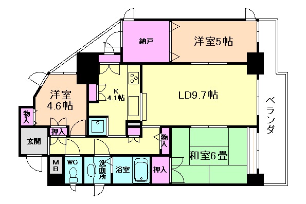 グリーンシティＯＳＡＫＡ１号棟の間取り