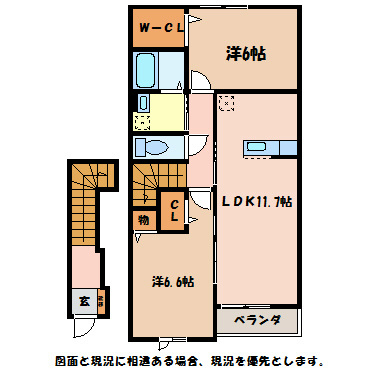 【安曇野市三郷温のアパートの間取り】