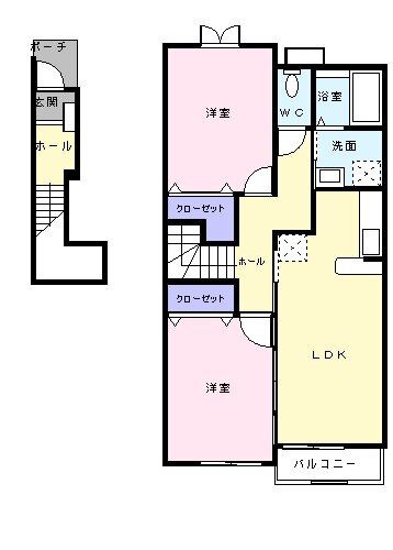 熊本市北区大窪のアパートの間取り