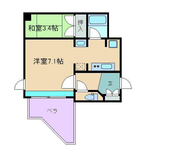 京都市北区小山西上総町のマンションの間取り