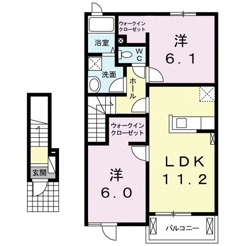 亘理郡亘理町逢隈牛袋のアパートの間取り