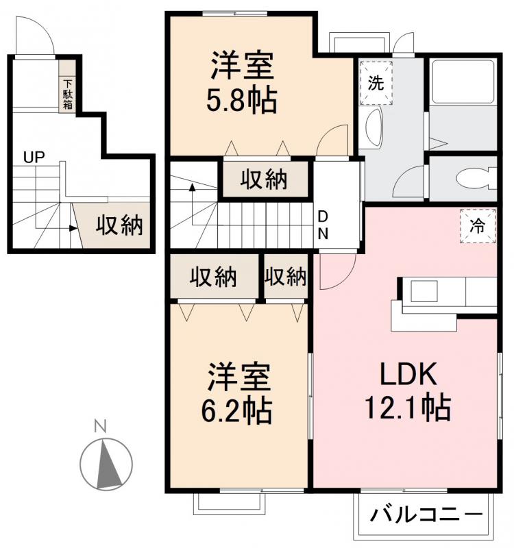 高松市前田東町のアパートの間取り