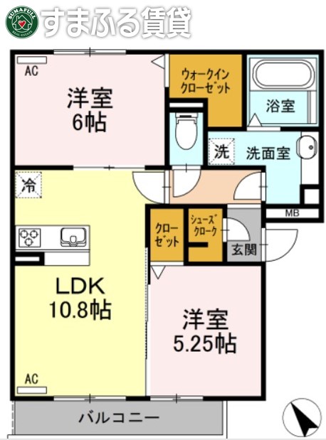 岡崎市北本郷町のアパートの間取り