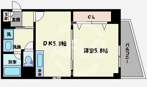 大阪市浪速区塩草のマンションの間取り