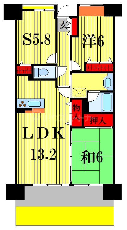 市川市田尻のマンションの間取り