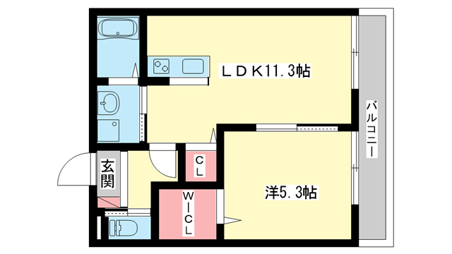 大和郡山市野垣内町のアパートの間取り