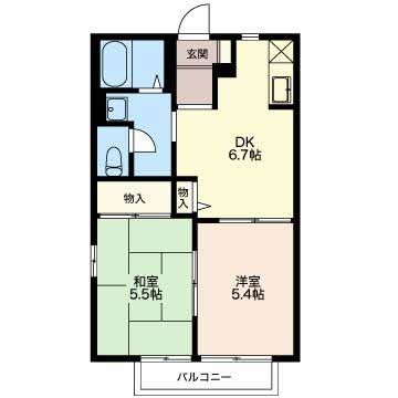 豊川市西香ノ木町のアパートの間取り
