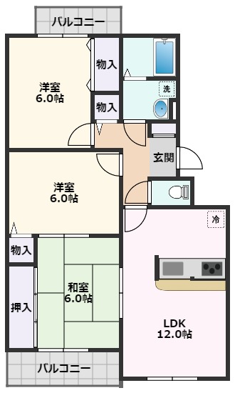 【摂津市東正雀のアパートの間取り】