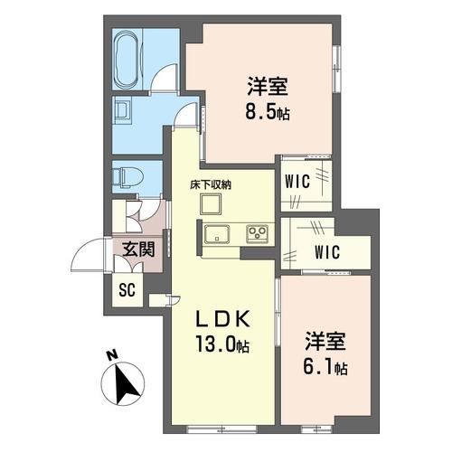 【深谷市東大沼のマンションの間取り】