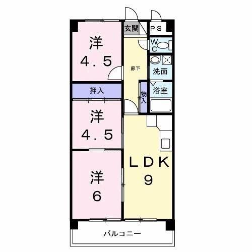 日野市旭が丘のマンションの間取り