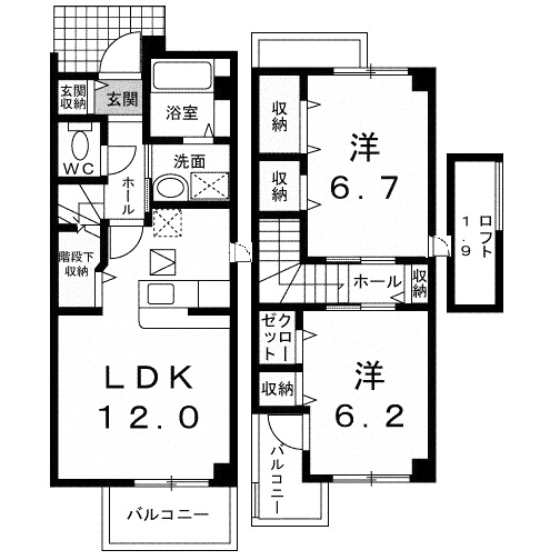 館林市花山町のアパートの間取り