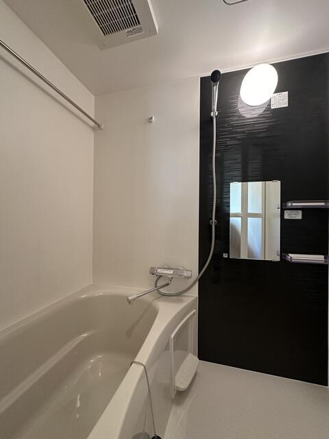 バス・シャワールーム　ブラックのアクセントパネルが…?