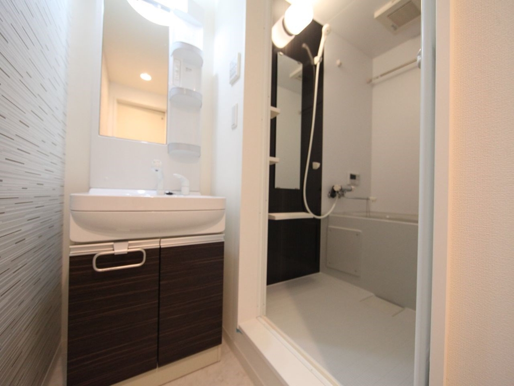 洗面設備　脱衣所　独立洗面台（シャンプードレッサー付）収納スペース有