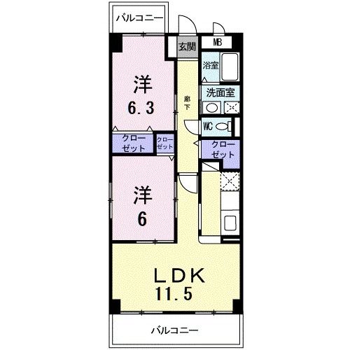 近鉄湯の山線 中川原駅 徒歩15分 4階建 築21年の間取り写真