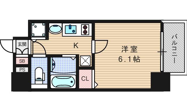 地下鉄千日前線 桜川駅 徒歩2分 13階建 築15年の間取り写真
