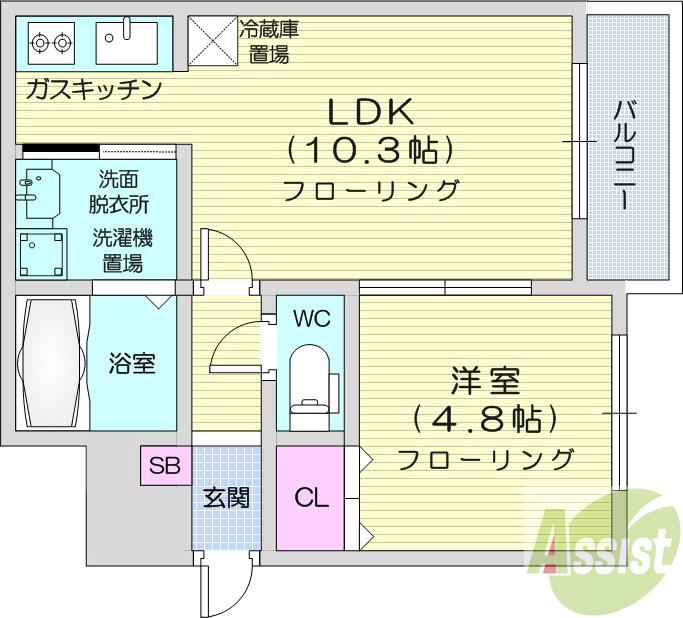 地下鉄南北線 中島公園駅 徒歩18分 4階建 築12年の間取り写真