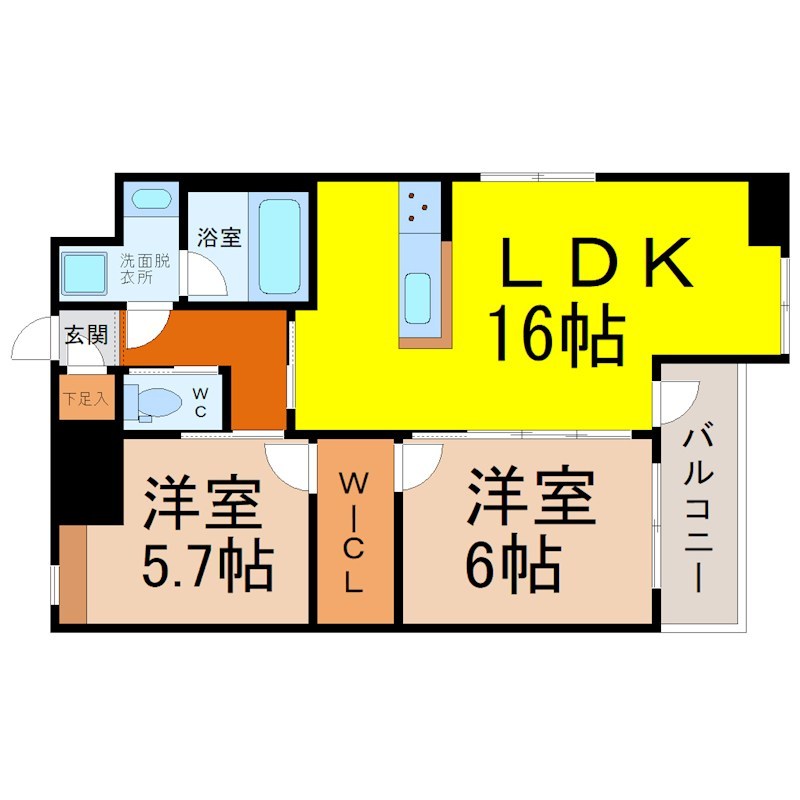 地下鉄名城線 東別院駅 徒歩5分 13階建 築3年の間取り写真