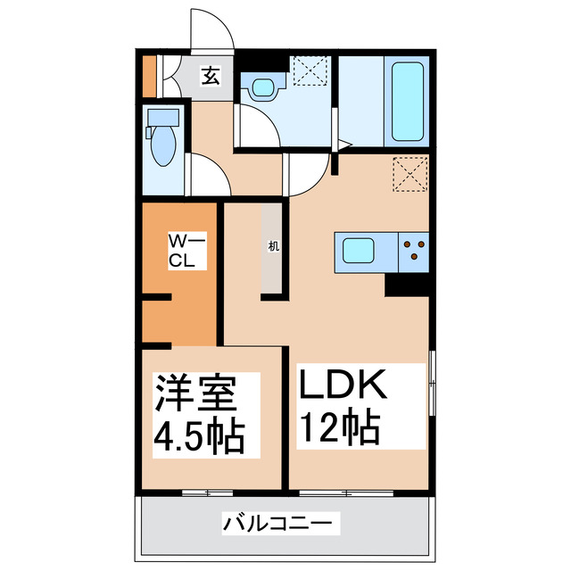 熊本市中央区黒髪のアパートの間取り