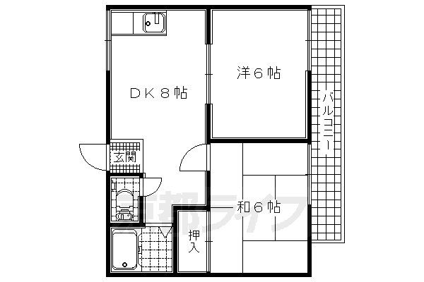 宇治市宇治のアパートの間取り