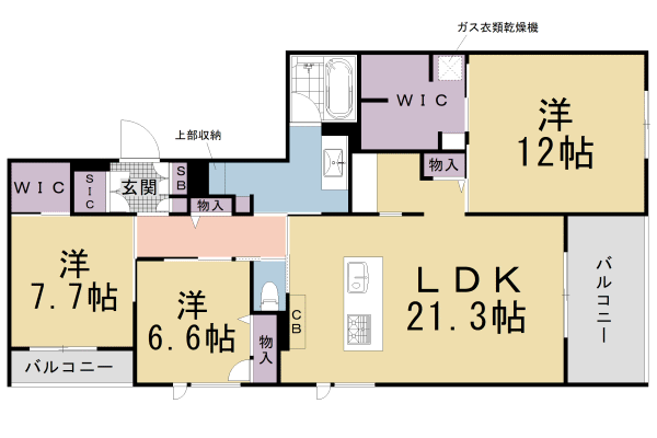 京都市中京区四丁目のマンションの間取り