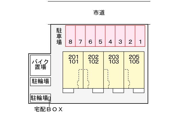 【アンフルールの駐車場】