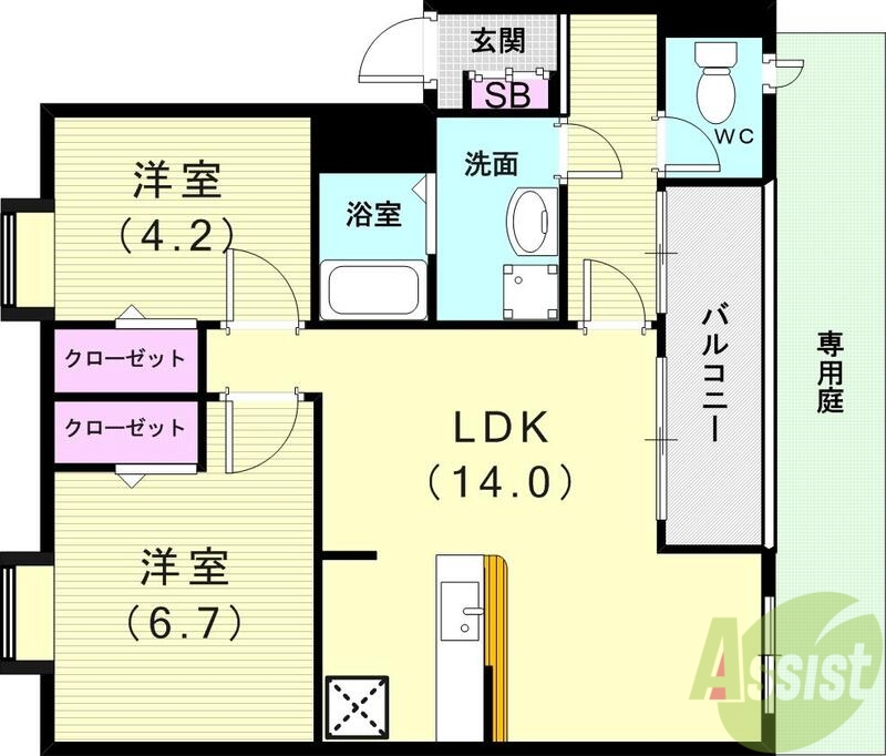 神戸市西区玉津町二ツ屋のマンションの間取り