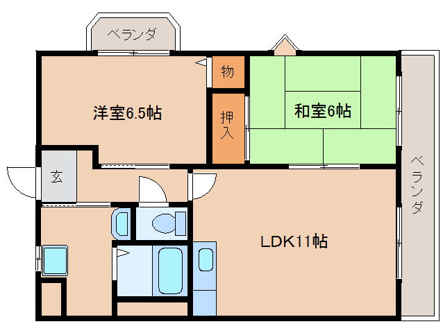 天理市田井庄町のマンションの間取り