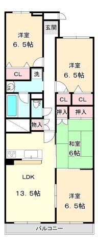 津市一身田上津部田のマンションの間取り