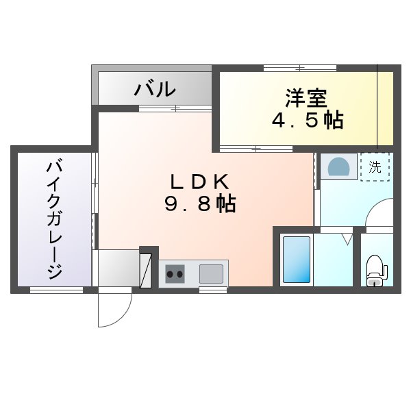 熊本市南区出仲間のアパートの間取り