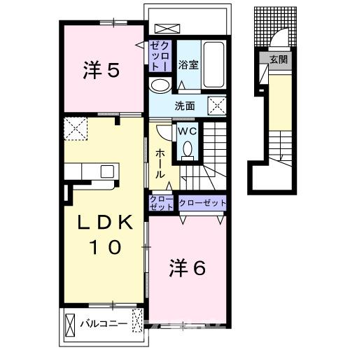 宇城市松橋町竹崎のアパートの間取り