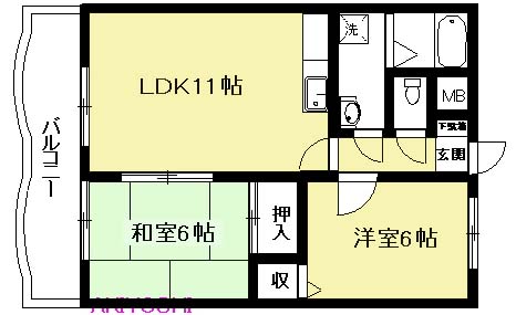 北九州市八幡西区森下町のマンションの間取り