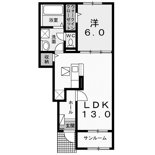 古河市鴻巣のアパートの間取り