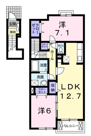 福山市駅家町大字上山守のアパートの間取り