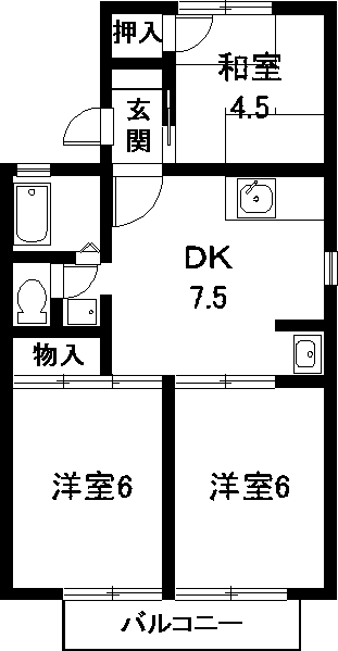 名古屋市中川区助光のアパートの間取り