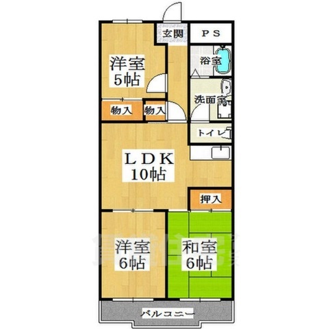 東大阪市今米のマンションの間取り