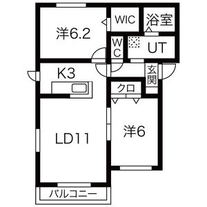 小樽市新富町のアパートの間取り