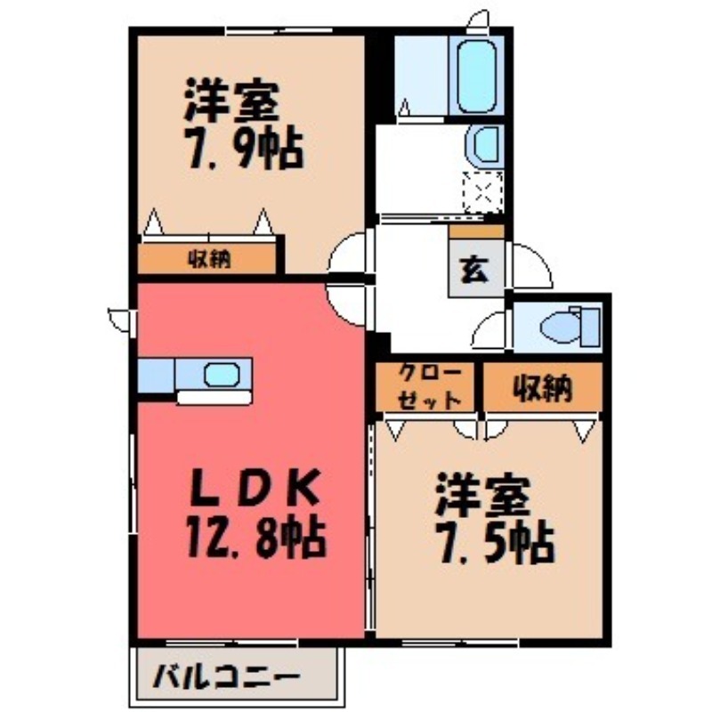 筑西市榎生のアパートの間取り