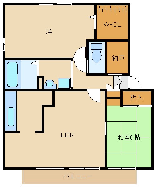尼崎市御園のアパートの間取り