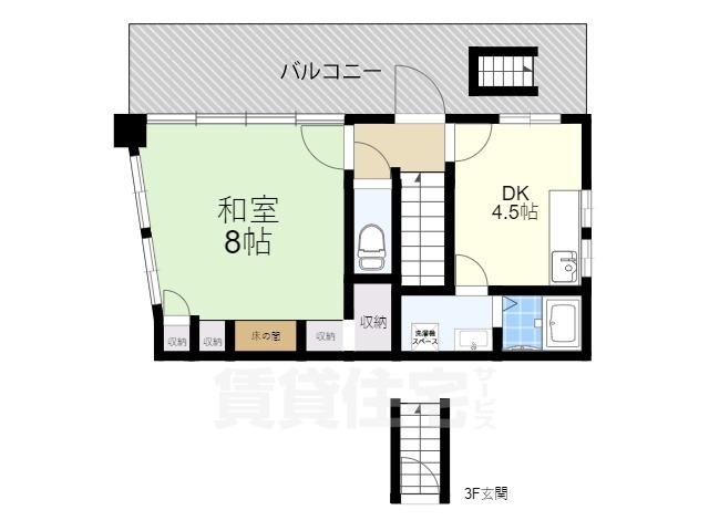 京都市伏見区桃山町養斉のマンションの間取り