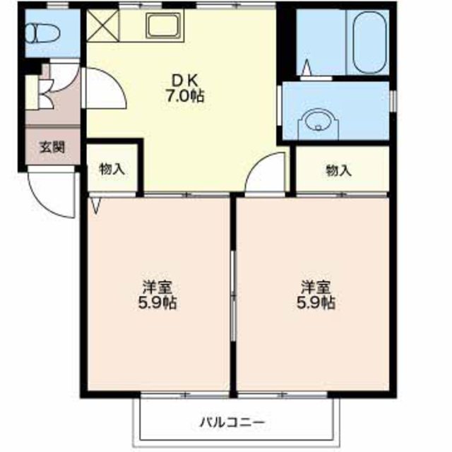 新潟市江南区茜ケ丘のアパートの間取り