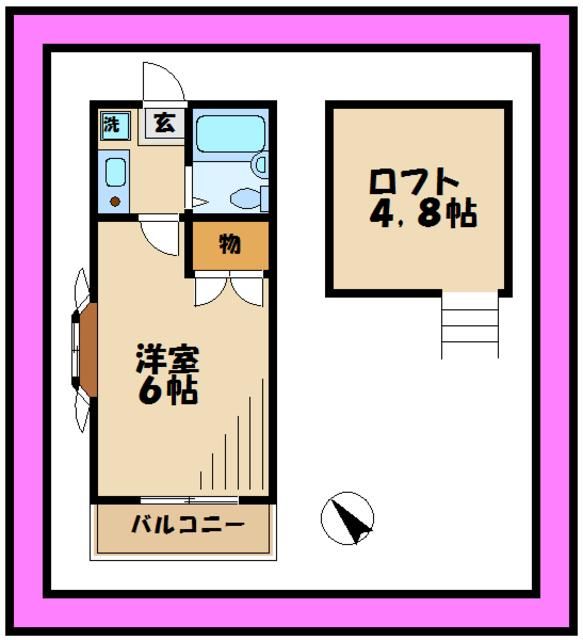 川崎市多摩区枡形のアパートの間取り